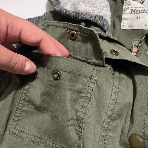 Mudd Olive Army Green Gray Knit Hooded Utility Vest‎ Jacket Women’s Size XS - Picture 3 of 9